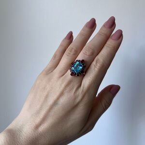 NWT 10K Gold Multi Gemstone Fancy Ring